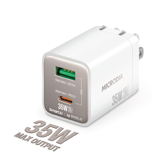 Cargador De Pared Microdia 35w 1 Usb-c + 1 Usb -A Carga Rápida
