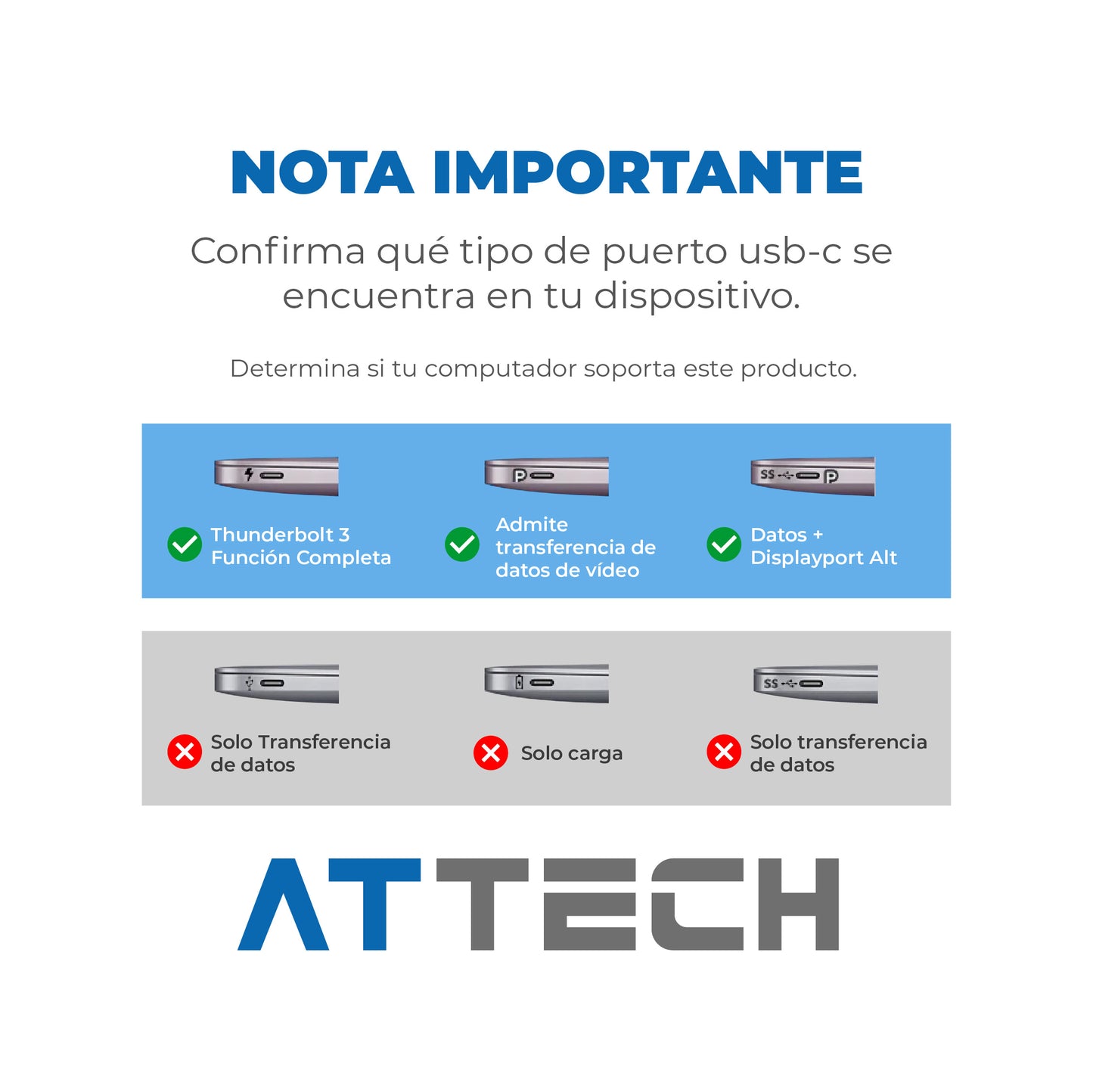 HUB Multipuertos Attech AT055 10 en 1 USB, USB-C, MICRO SD, SD, RED 1000, VGA, HDMI