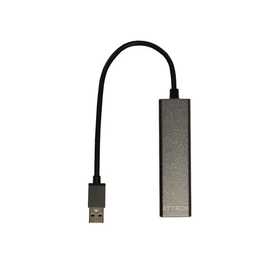 HUB Multipuertos Attech AT011 USB 2.0 x3 + Puerto Ethernet