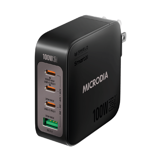 Cargador De Pared Microdia 100w  3 Usb-c + 1 Usb -A Carga Rápida