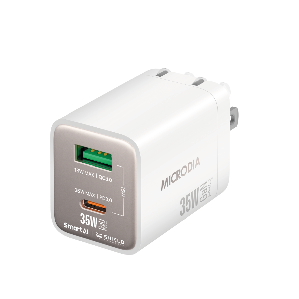 Cargador De Pared Microdia 35w 1 Usb-c + 1 Usb -A Carga Rápida