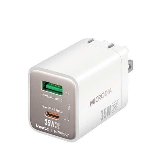 Cargador De Pared Microdia 35w 1 Usb-c + 1 Usb -A Carga Rápida