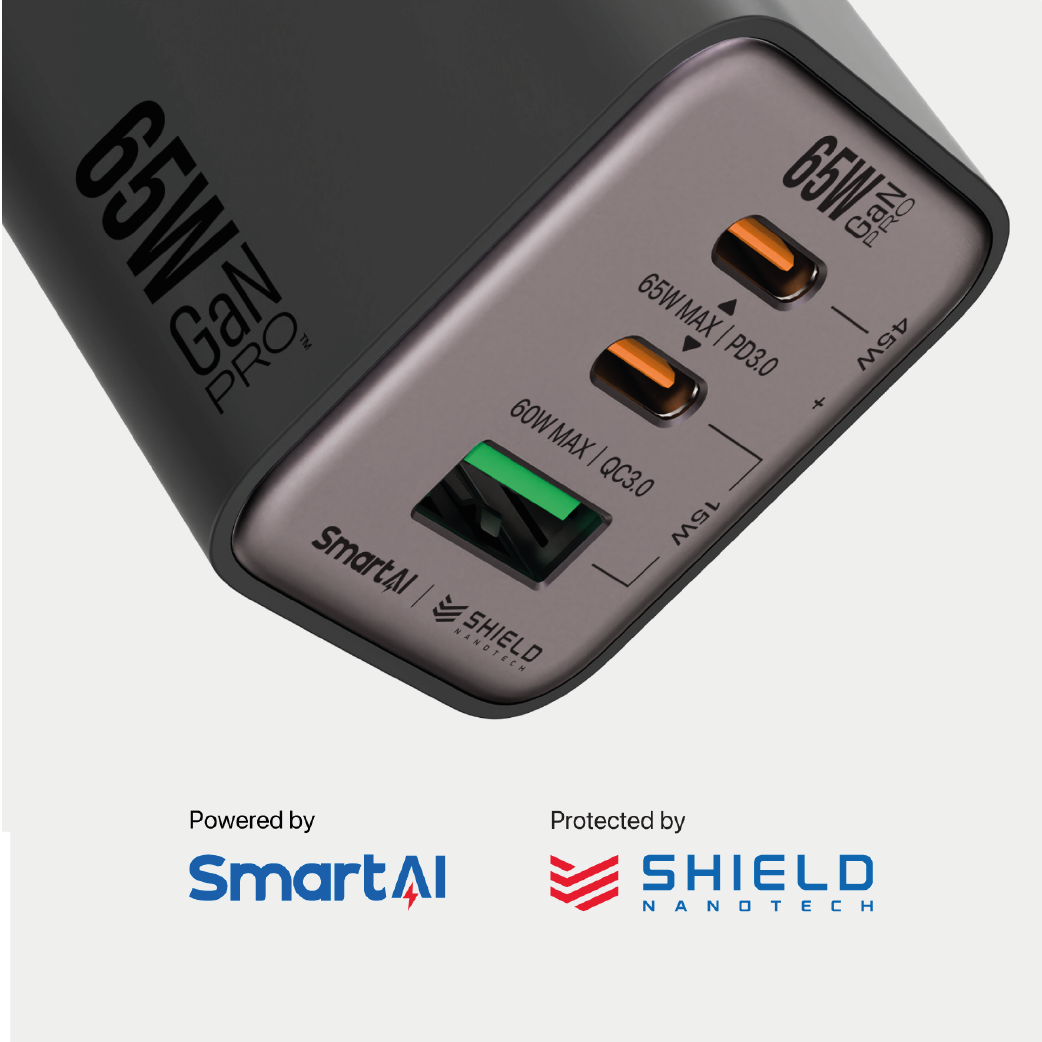 Cargador De Pared Microdia 65w 2 Usb-c + 1 Usb -A Carga Rápida