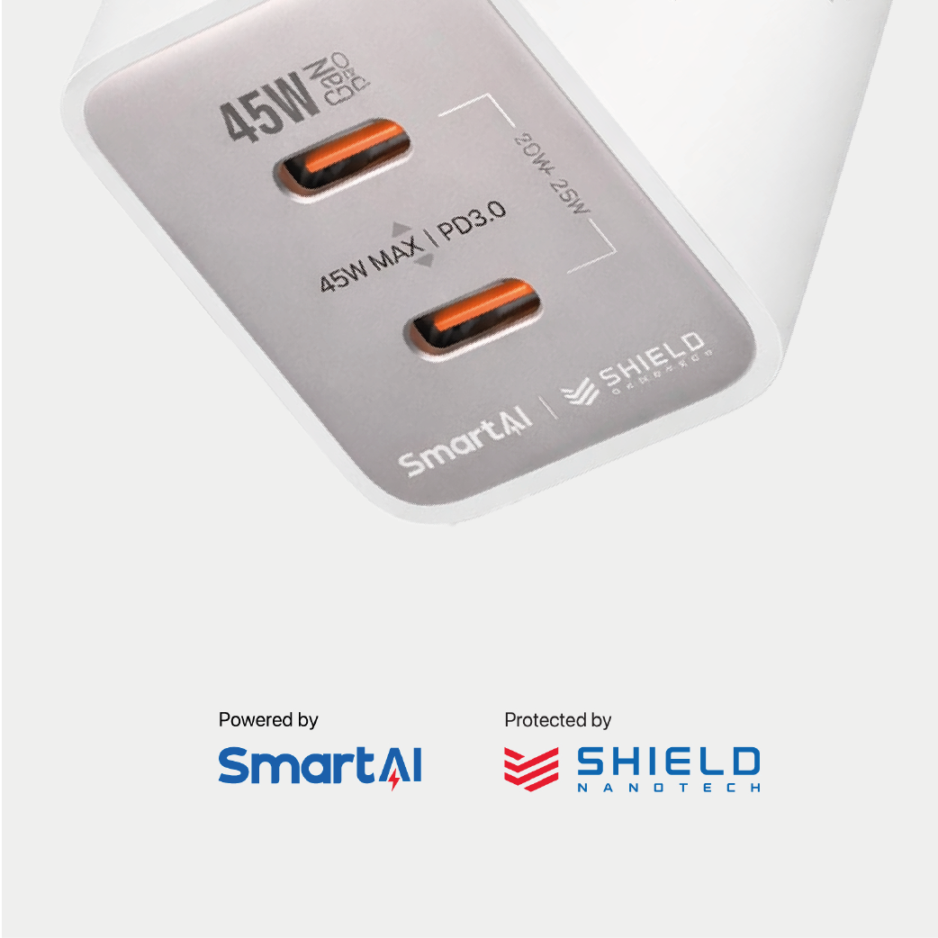 Cargador De Pared Microdia 45w 1 Usb-c + 1 Usb - c Carga Rápida