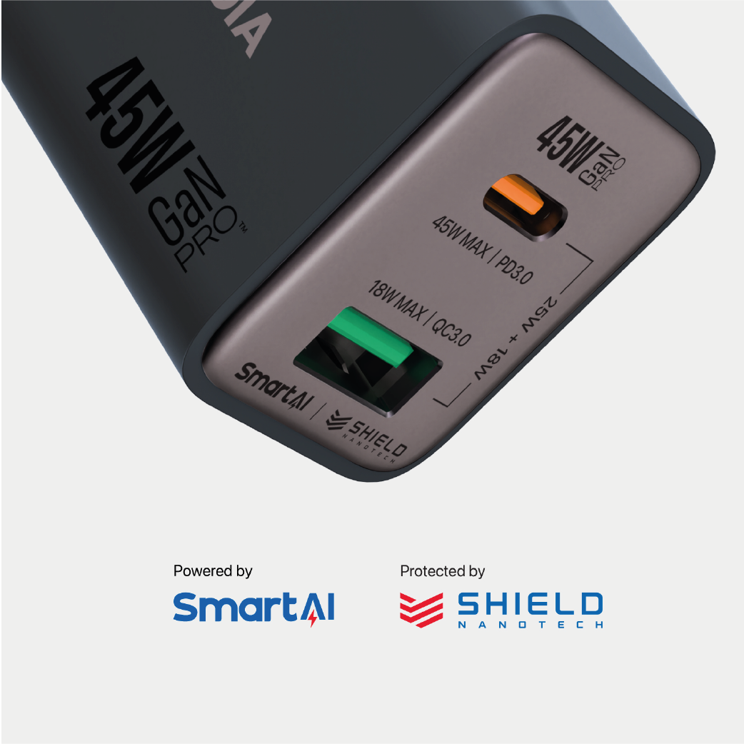 Cargador De Pared Microdia 45w 1 Usb-c + 1 Usb -A Carga Rápida