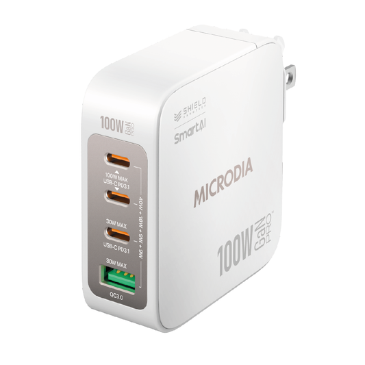 Cargador De Pared Microdia 100w  3 Usb-c + 1 Usb -A Carga Rápida