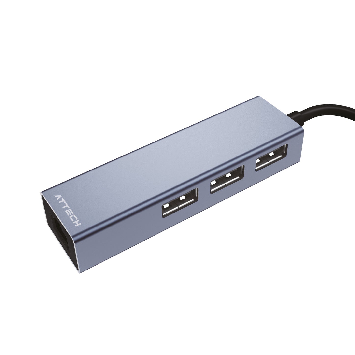 HUB Multipuertos Attech AT011 USB 2.0 x3 + Puerto Ethernet