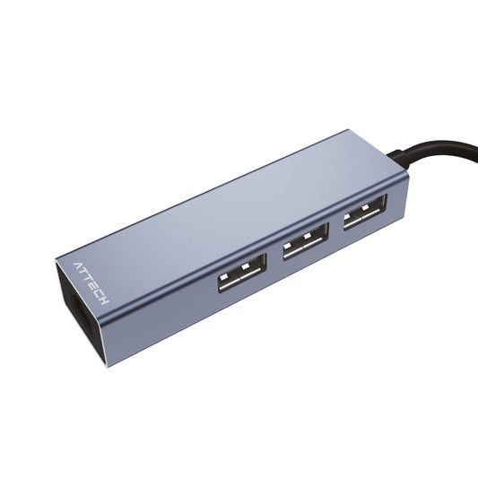HUB Multipuertos Attech AT013 USB 3.0 x3 + Puerto Ethernet